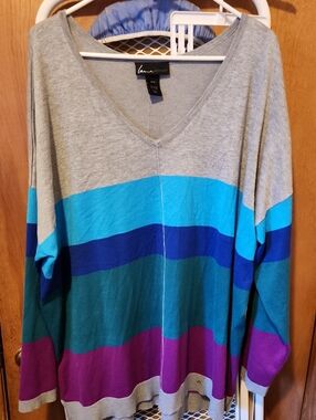 Lane Bryant Women's Striped Long Sleeve Sweater